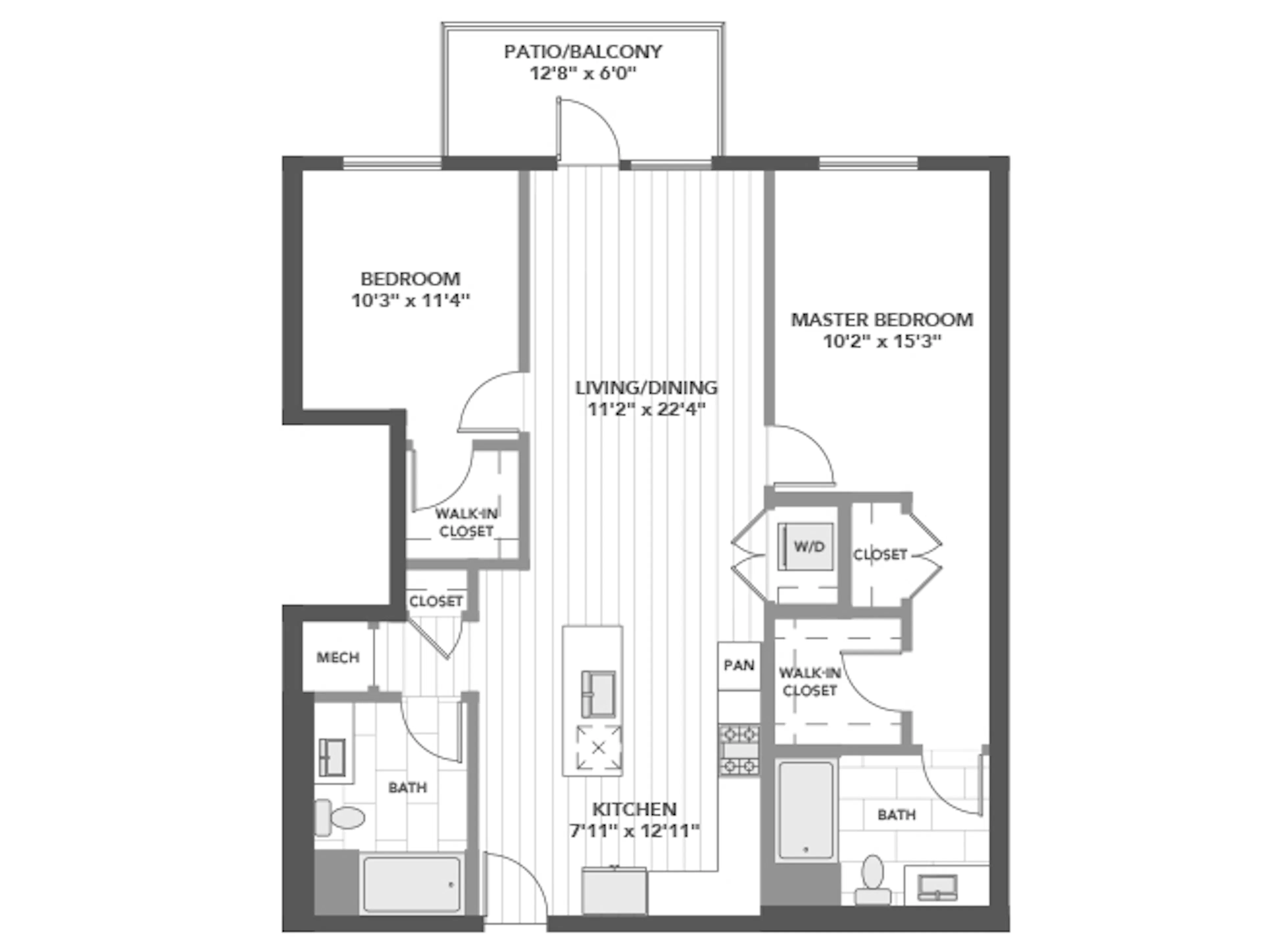 C5h floor plan, 2 Bedroom, 2 Bathroom at AMLI Old Pasadena apartments