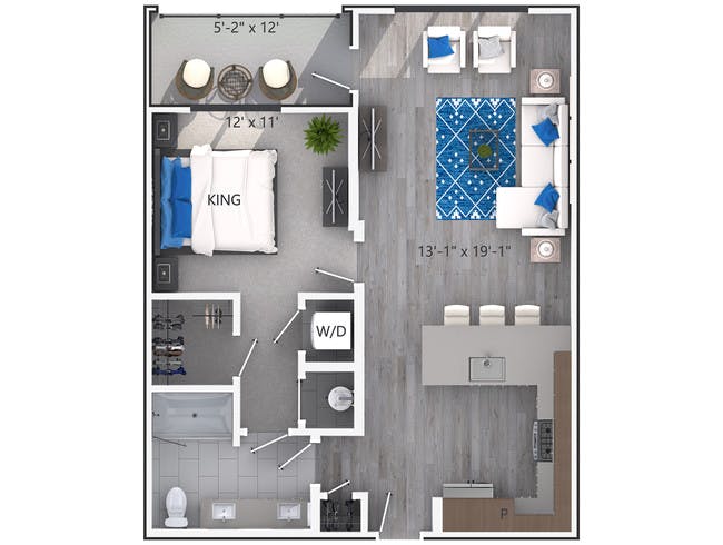 A4 floor plan, 1 Bedroom, 1 Bathroom, Flats at AMLI Lenox apartments