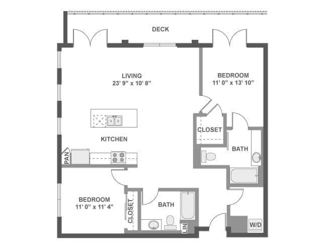 C5c floor plan, 2 Bedroom, 2 Bathroom at AMLI Lex on Orange apartments