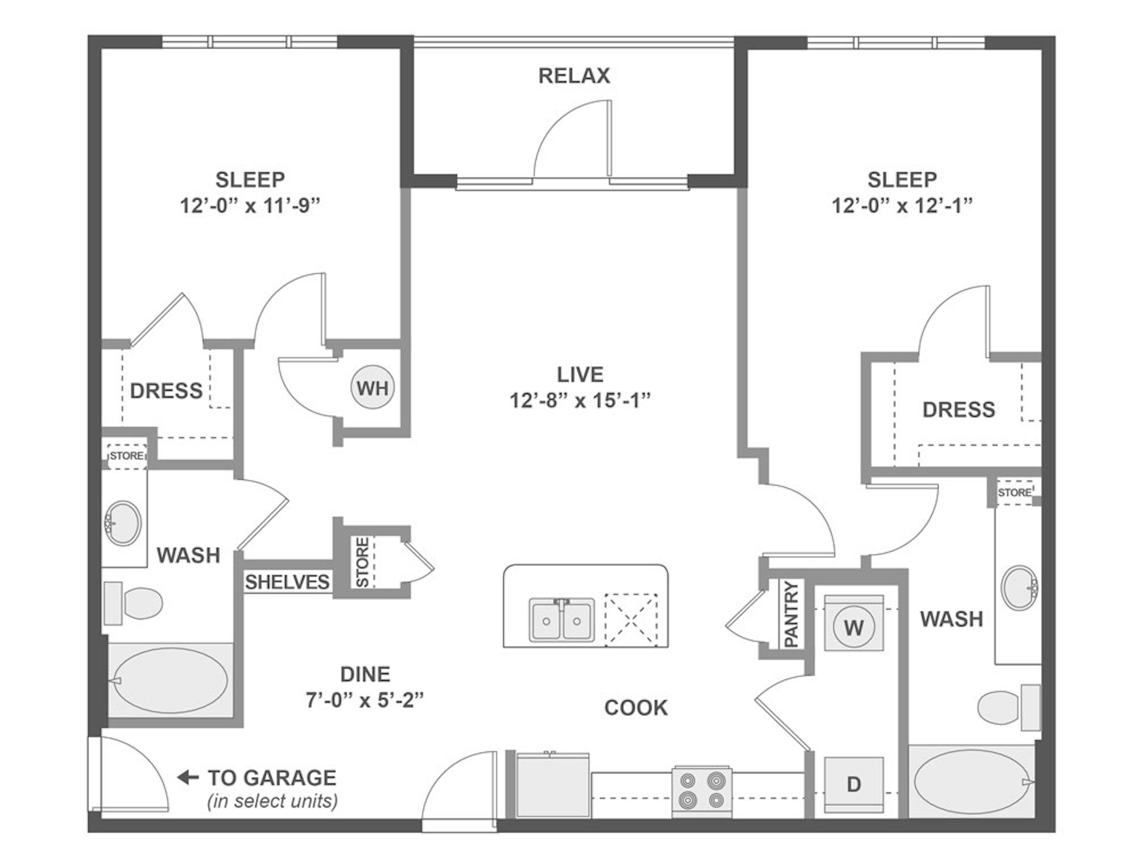 C5 floor plan, 2 Bedroom, 2 Bathroom at AMLI Covered Bridge apartments