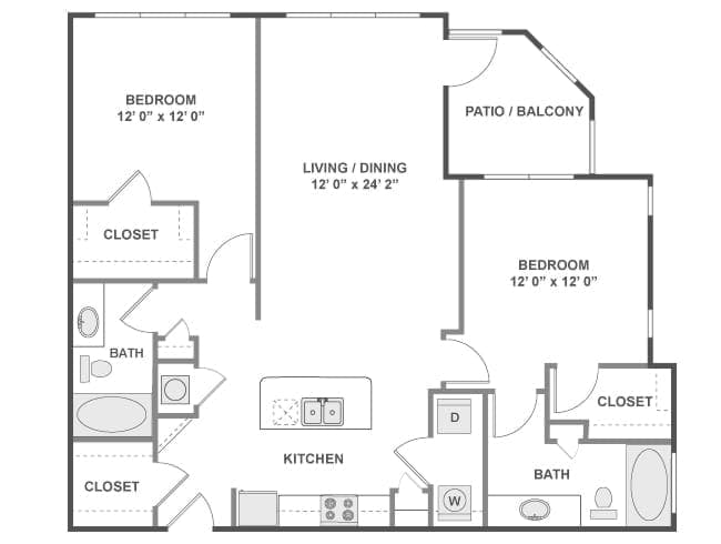 C5a floor plan, 2 Bedroom, 2 Bathroom at AMLI at Escena apartments