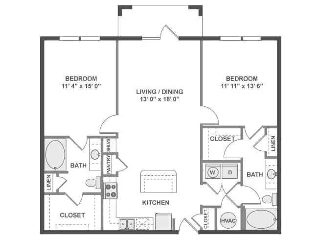 C500 floor plan, 2 Bedroom, 2 Bathroom at AMLI North Point apartments