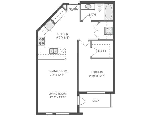 A3c floor plan, 1 Bedroom, 1 Bathroom at AMLI 535 apartments