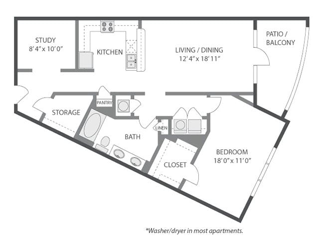 A6D floor plan, 1 Bedroom, 1 Bathroom at AMLI South Shore apartments