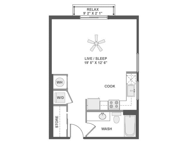 E5 floor plan, Studio, 1 Bathroom at AMLI Dadeland apartments