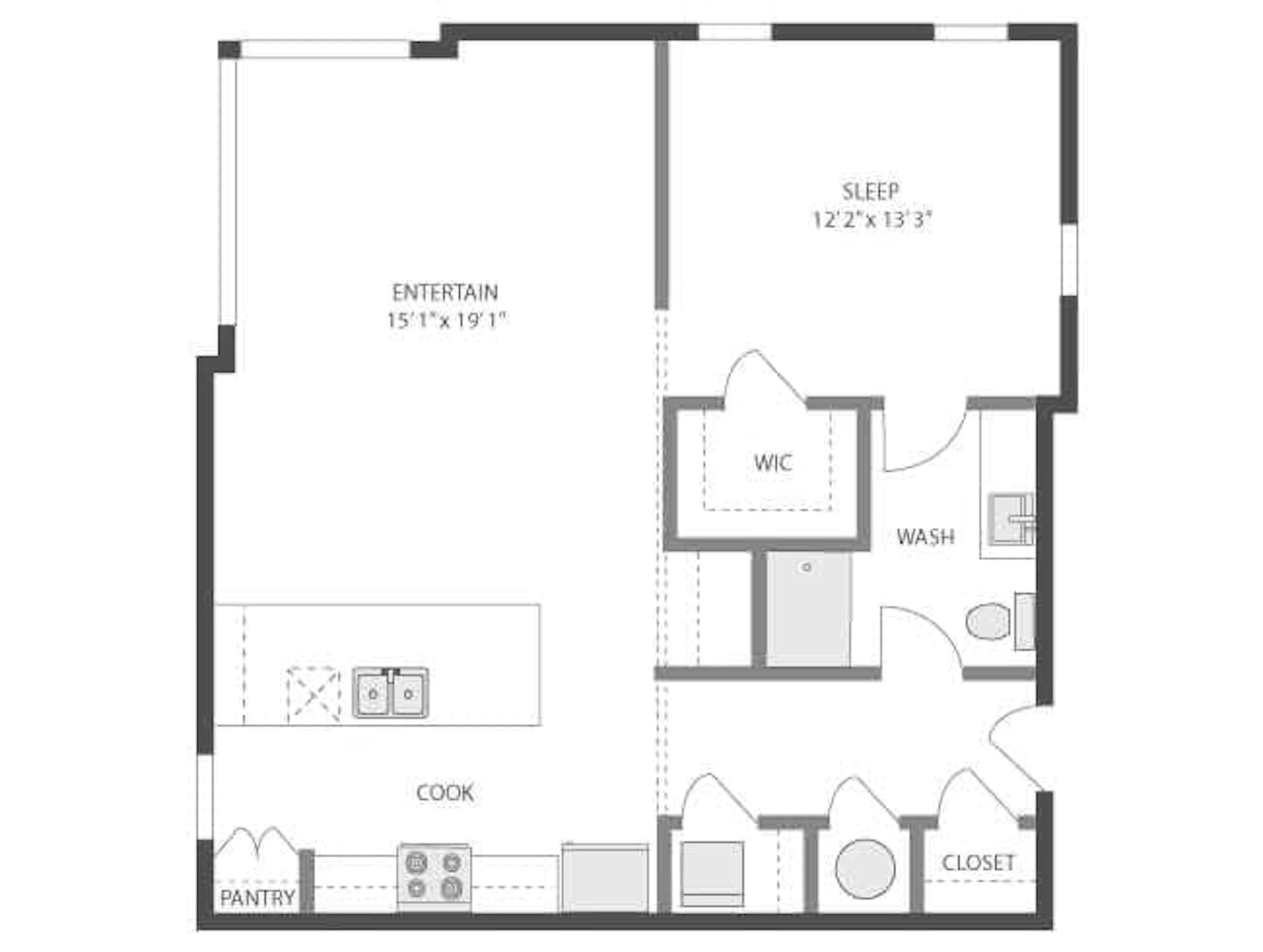 Randolph floor plan, 1 Bedroom, 1 Bathroom at AMLI Old 4th Ward apartments