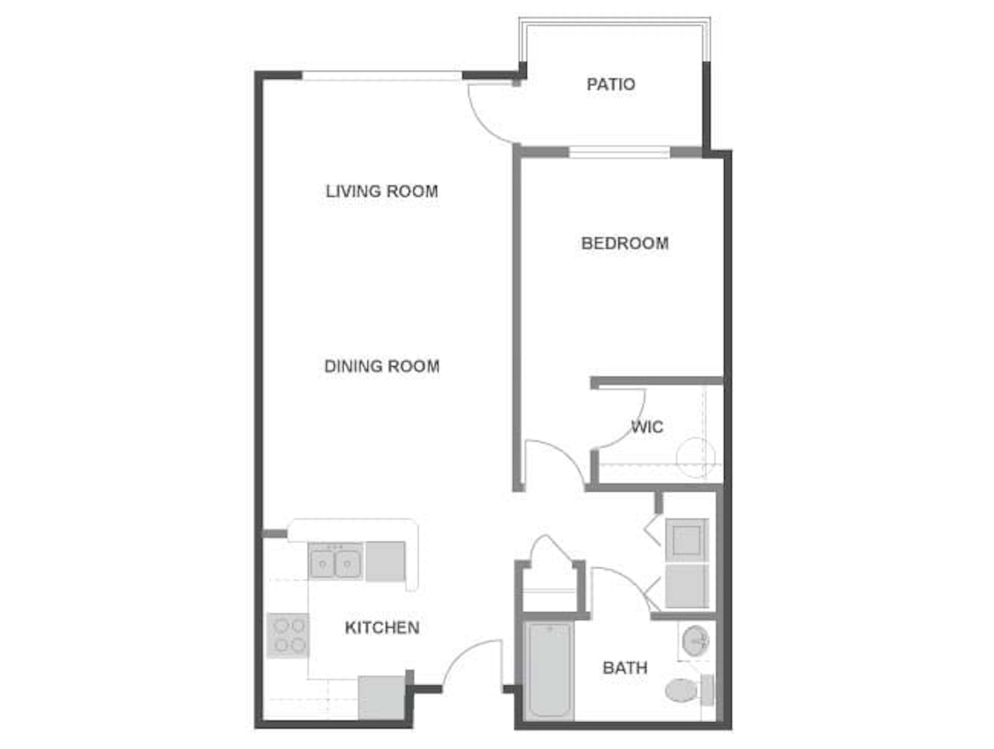 A3 floor plan, 1 Bedroom, 1 Bathroom at AMLI Bellevue Park apartments