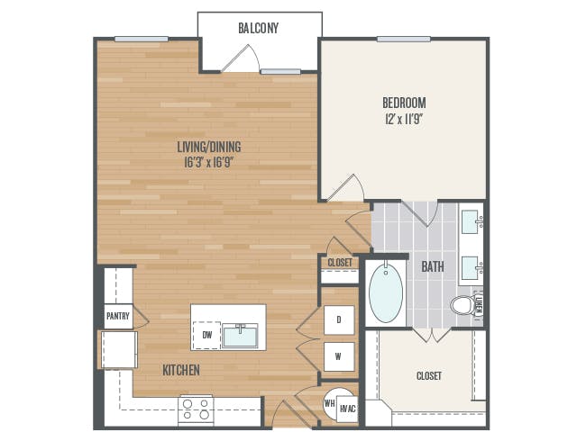 A4d floor plan, 1 Bedroom, 1 Bathroom at AMLI Grapevine apartments