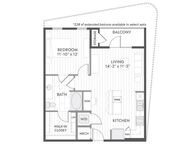 A3a floor plan, 1 Bedroom, 1 Bathroom at AMLI Branch Park apartments
