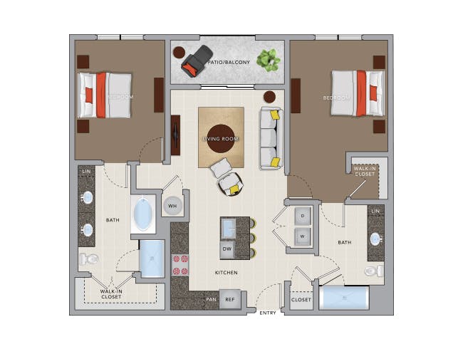 C6a floor plan, 2 Bedroom, 2 Bathroom at AMLI 8800 apartments