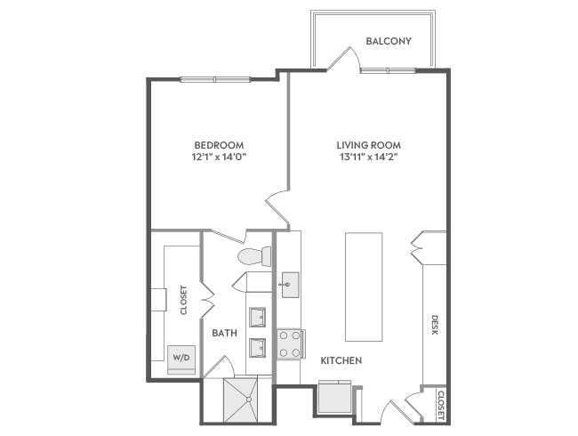 A4a floor plan, 1 Bedroom, 1 Bathroom at AMLI Lakeline apartments