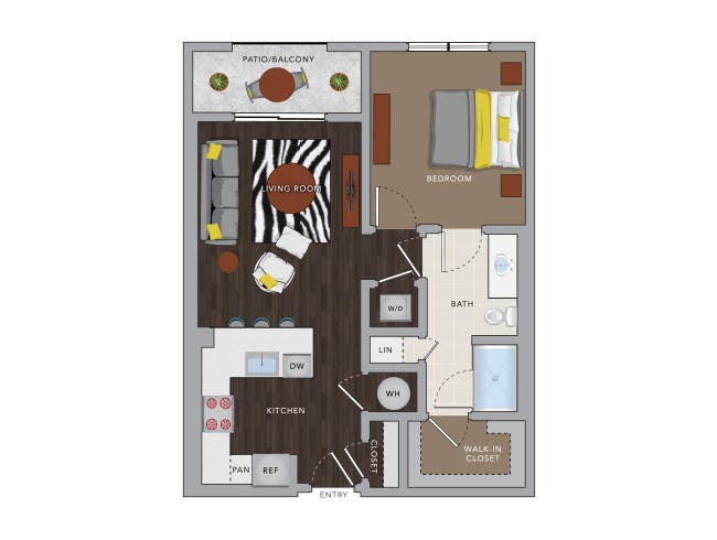 A3M floor plan, 1 Bedroom, 1 Bathroom at AMLI 8800 apartments