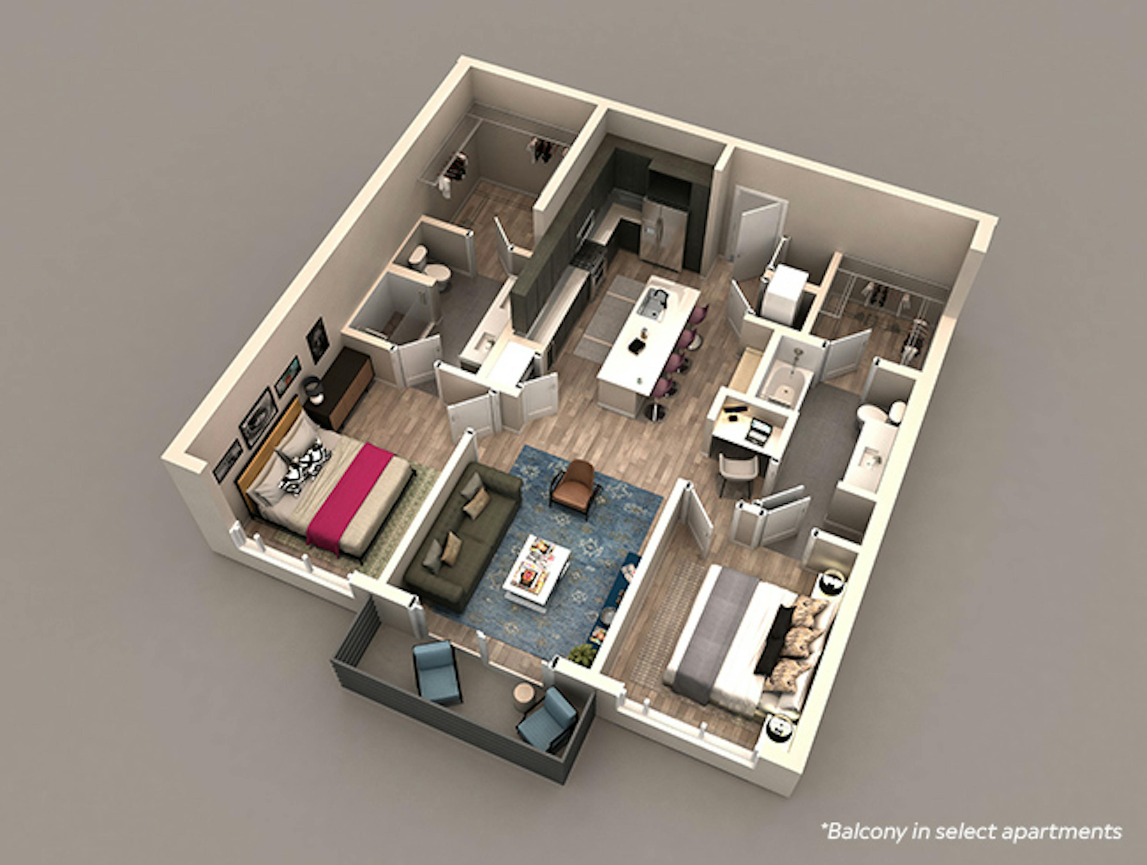 C5 floor plan, 2 Bedroom, 2 Bathroom at AMLI Westside apartments