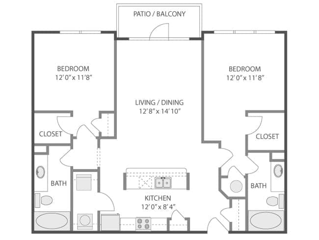 C5 floor plan, 2 Bedroom, 2 Bathroom at AMLI Quadrangle apartments