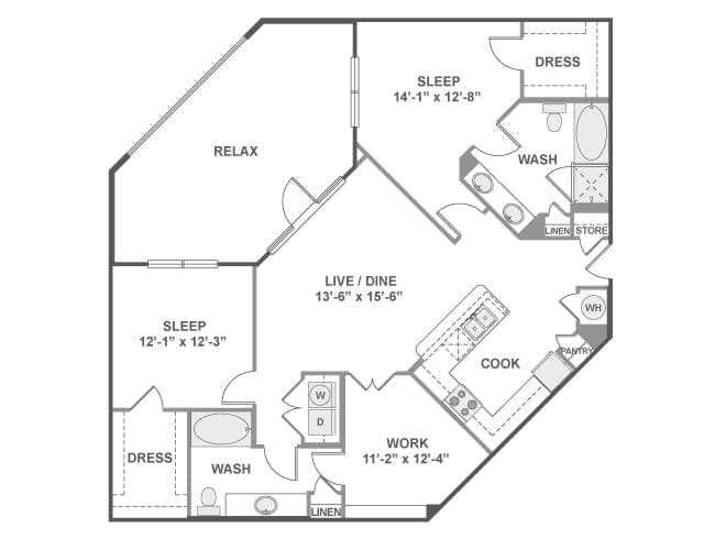 C7 floor plan, 2 Bedroom, 2 Bathroom at AMLI West Plano apartments