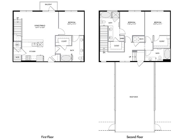 D7aTX floor plan, 3 Bedroom, 3 Bathroom, Townhome at AMLI South Shore apartments