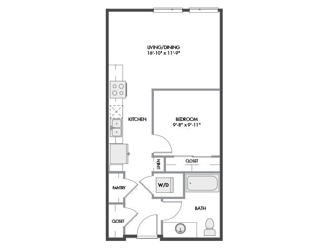 A2 floor plan, 1 Bedroom, 1 Bathroom at AMLI Spring District apartments