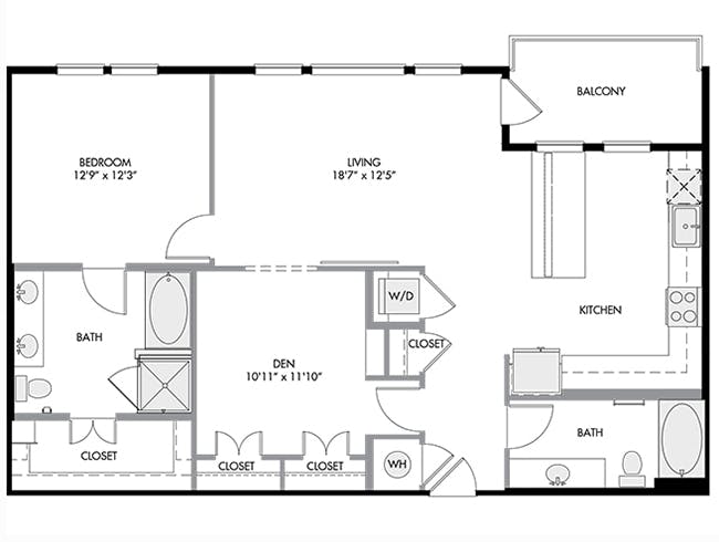A8X floor plan, 1 Bedroom, 1 Bathroom at AMLI South Shore apartments