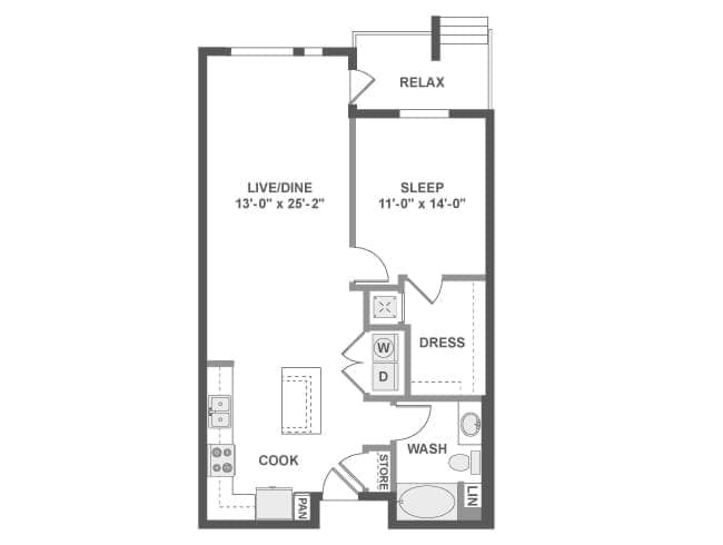 A4h floor plan, 1 Bedroom, 1 Bathroom at AMLI Uptown Orange apartments