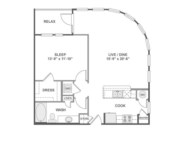 A4 floor plan, 1 Bedroom, 1 Bathroom at AMLI West Plano apartments