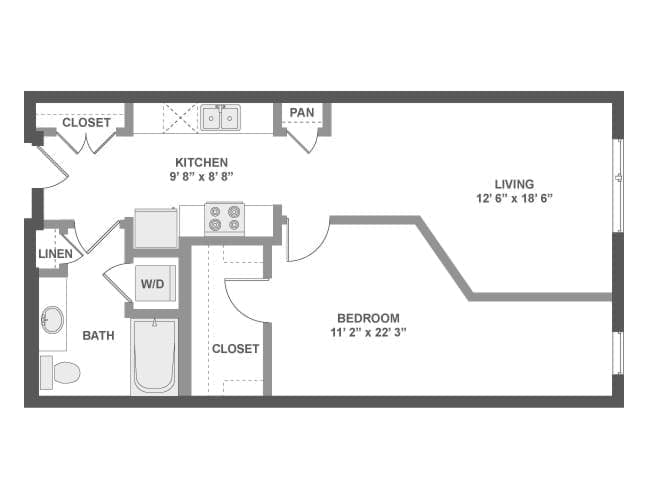 A3X floor plan, 1 Bedroom, 1 Bathroom at AMLI South Lake Union apartments