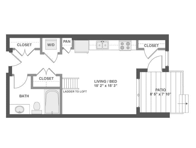 E1X floor plan, Studio, 1 Bathroom at AMLI South Lake Union apartments