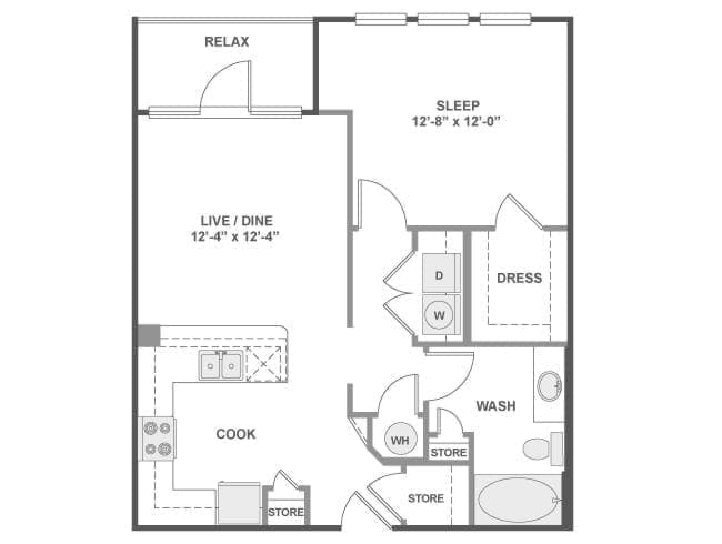 A3a floor plan, 1 Bedroom, 1 Bathroom at AMLI Campion Trail apartments