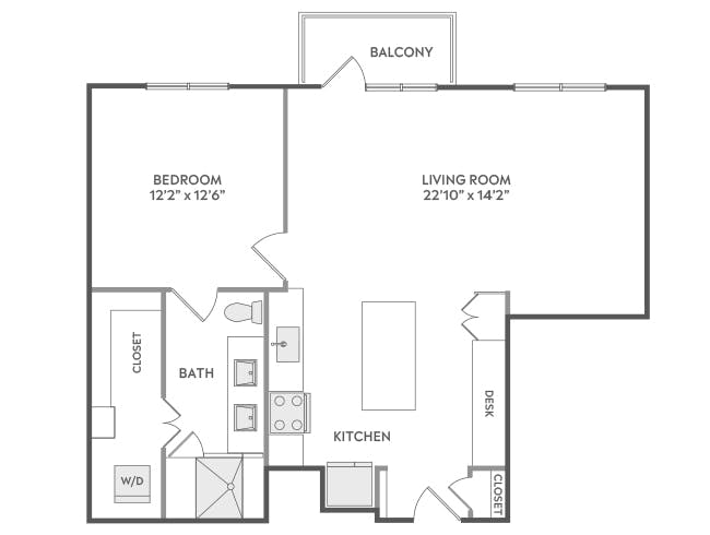 A5 floor plan, 1 Bedroom, 1 Bathroom at AMLI Lakeline apartments