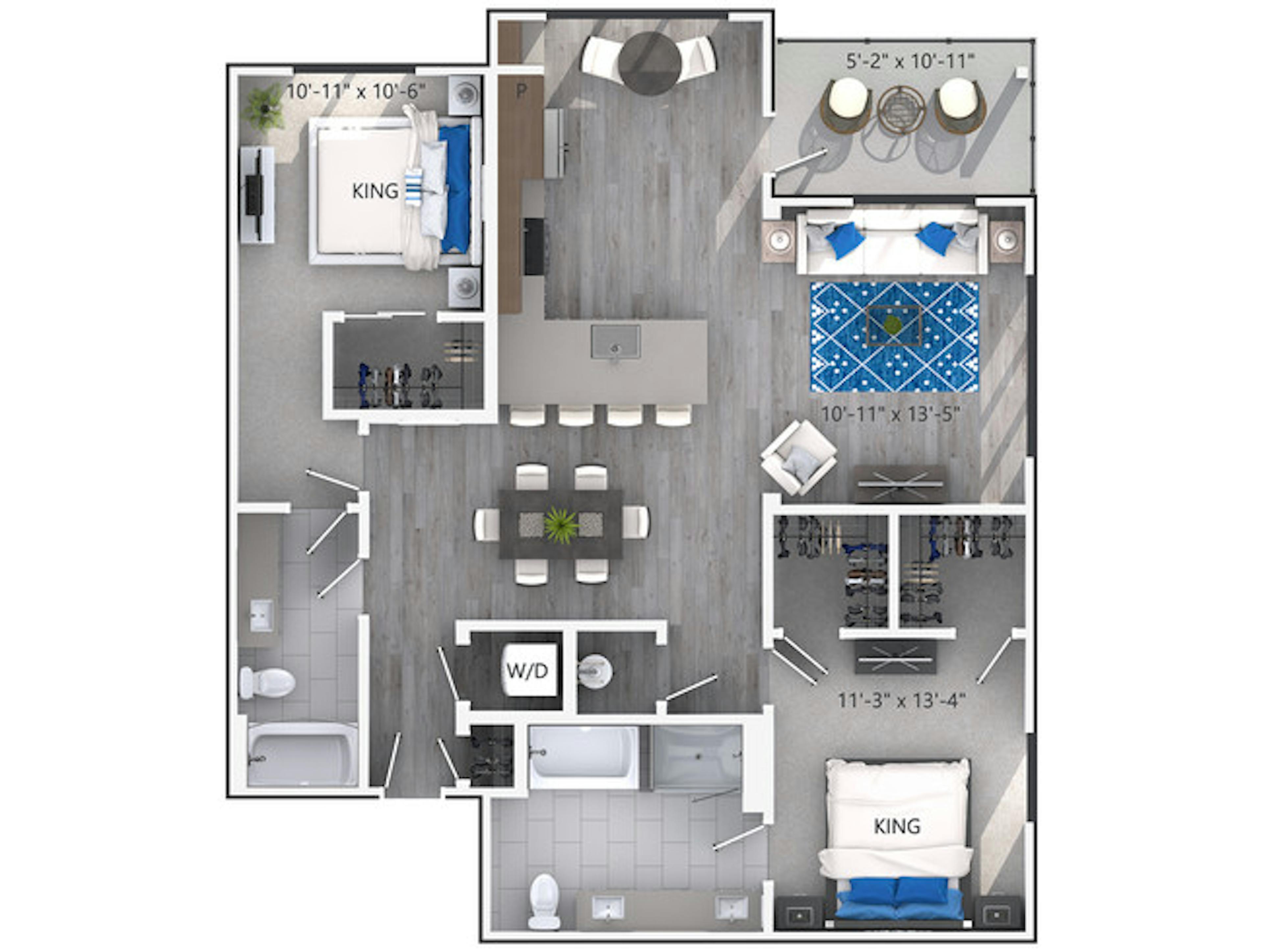 C7 floor plan, 2 Bedroom, 2 Bathroom, Flats at AMLI Lenox apartments