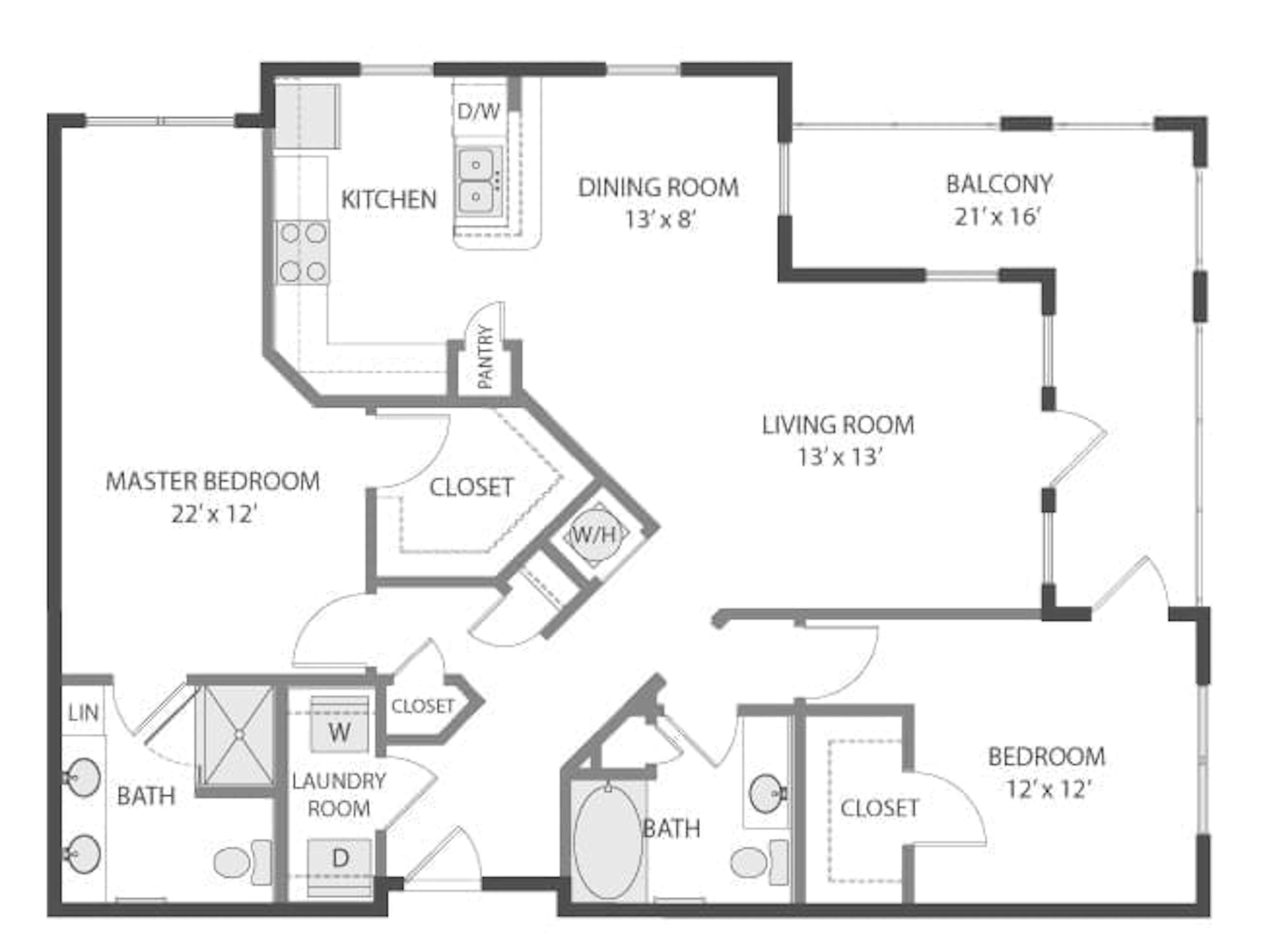 Journey floor plan, 2 Bedroom, 2 Bathroom at AMLI Parkside apartments
