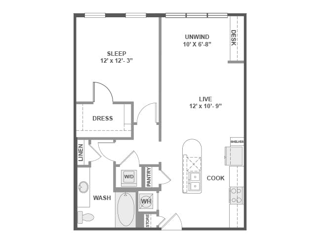 A3b floor plan, 1 Bedroom, 1 Bathroom at AMLI on Aldrich apartments