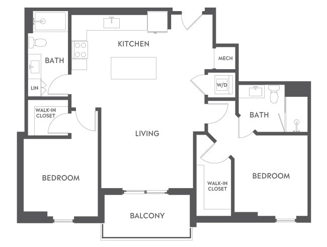 C4a floor plan, 2 Bedroom, 2 Bathroom at AMLI Midtown 29 apartments
