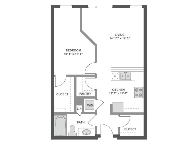 A3 floor plan, 1 Bedroom, 1 Bathroom at AMLI South Lake Union apartments