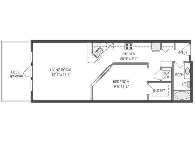 A3 floor plan, 1 Bedroom, 1 Bathroom at AMLI 535 apartments