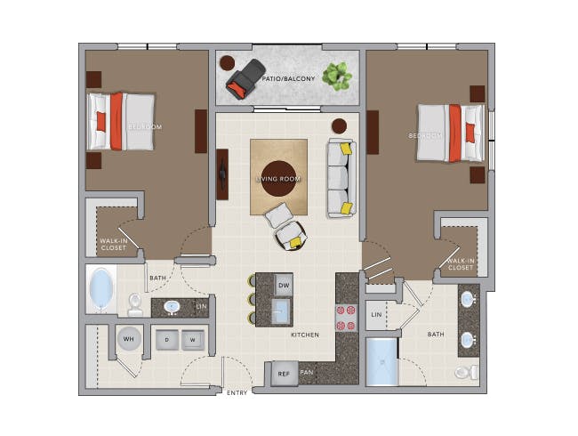 C6d floor plan, 2 Bedroom, 2 Bathroom at AMLI 8800 apartments