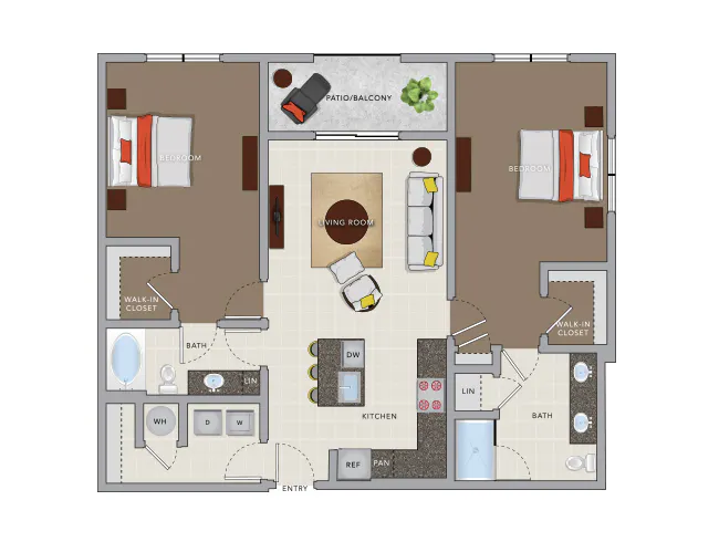 C6d floor plan, 2 Bedroom, 2 Bathroom at AMLI 8800 apartments