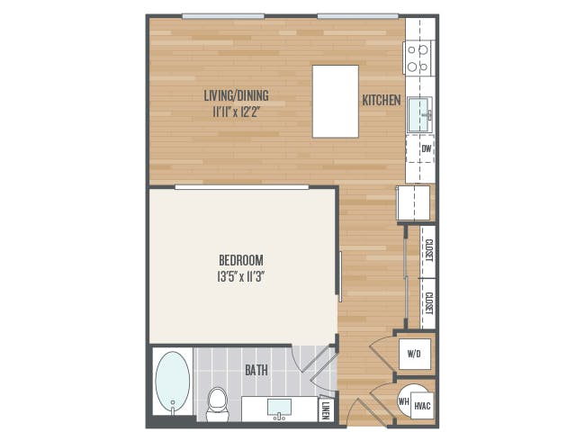 A2a floor plan, 1 Bedroom, 1 Bathroom at AMLI Grapevine apartments