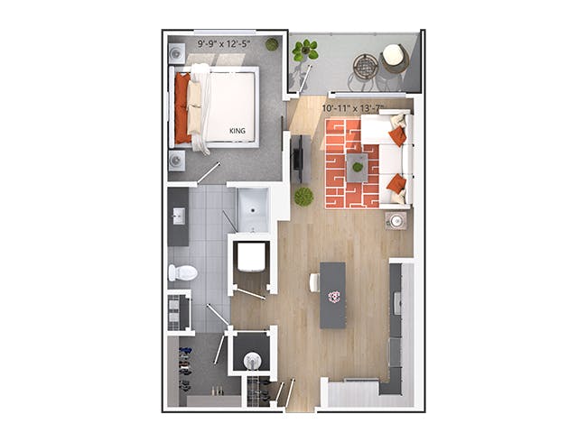 Candler (A2) floor plan, 1 Bedroom, 1 Bathroom at AMLI Decatur apartments