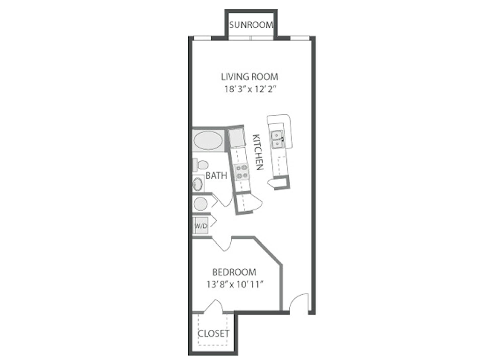 A400 floor plan, 1 Bedroom, 1 Bathroom at AMLI Lindbergh apartments