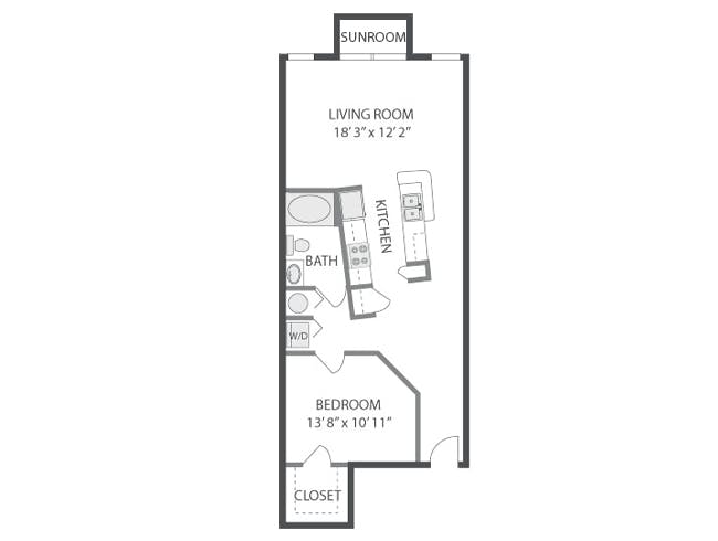 A400 floor plan, 1 Bedroom, 1 Bathroom at AMLI Lindbergh apartments