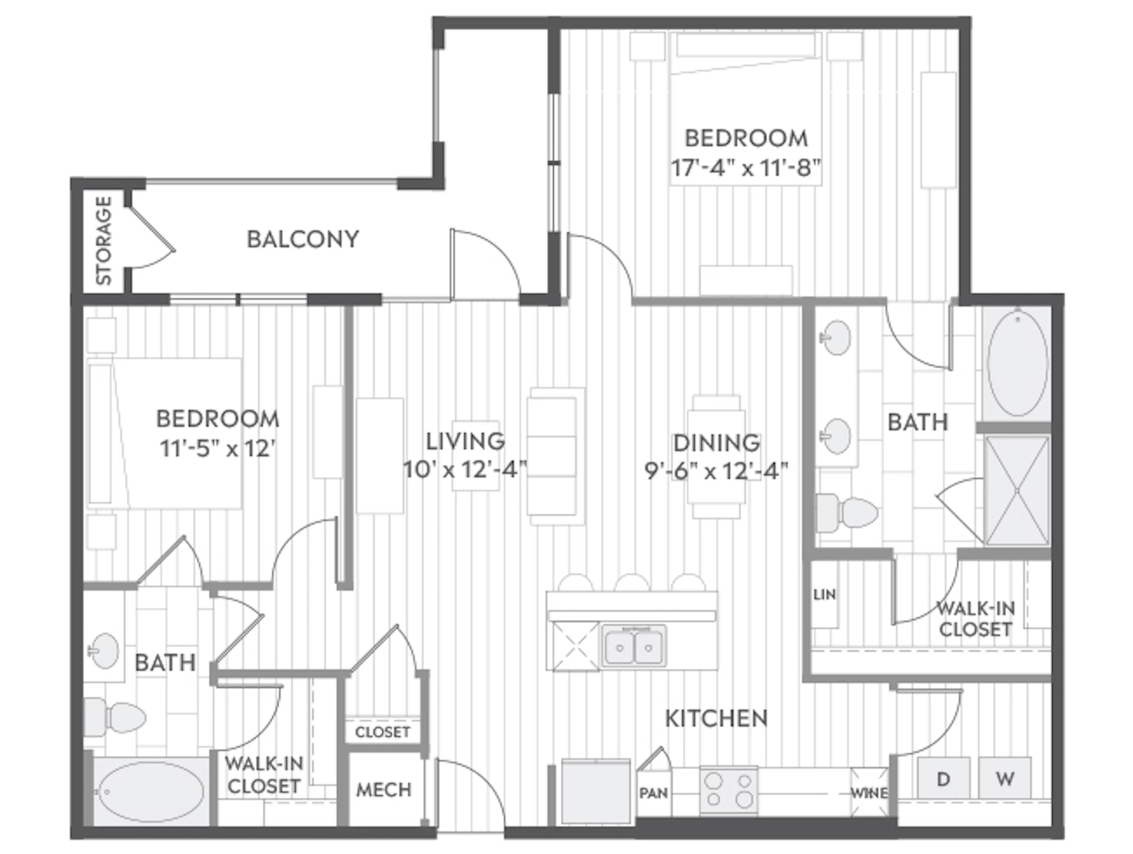 C6 floor plan, 2 Bedroom, 2 Bathroom at AMLI Branch Park apartments