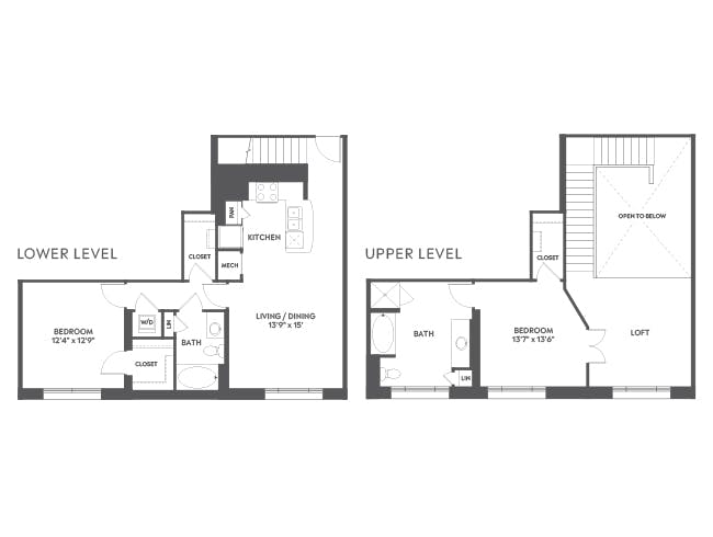C9aT floor plan, 2 Bedroom, 2 Bathroom, Loft at AMLI Joya apartments