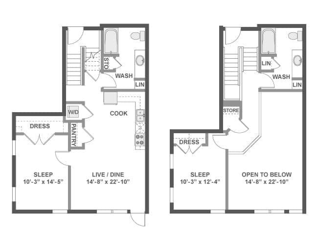 C5L floor plan, 2 Bedroom, 2 Bathroom at AMLI Wallingford apartments