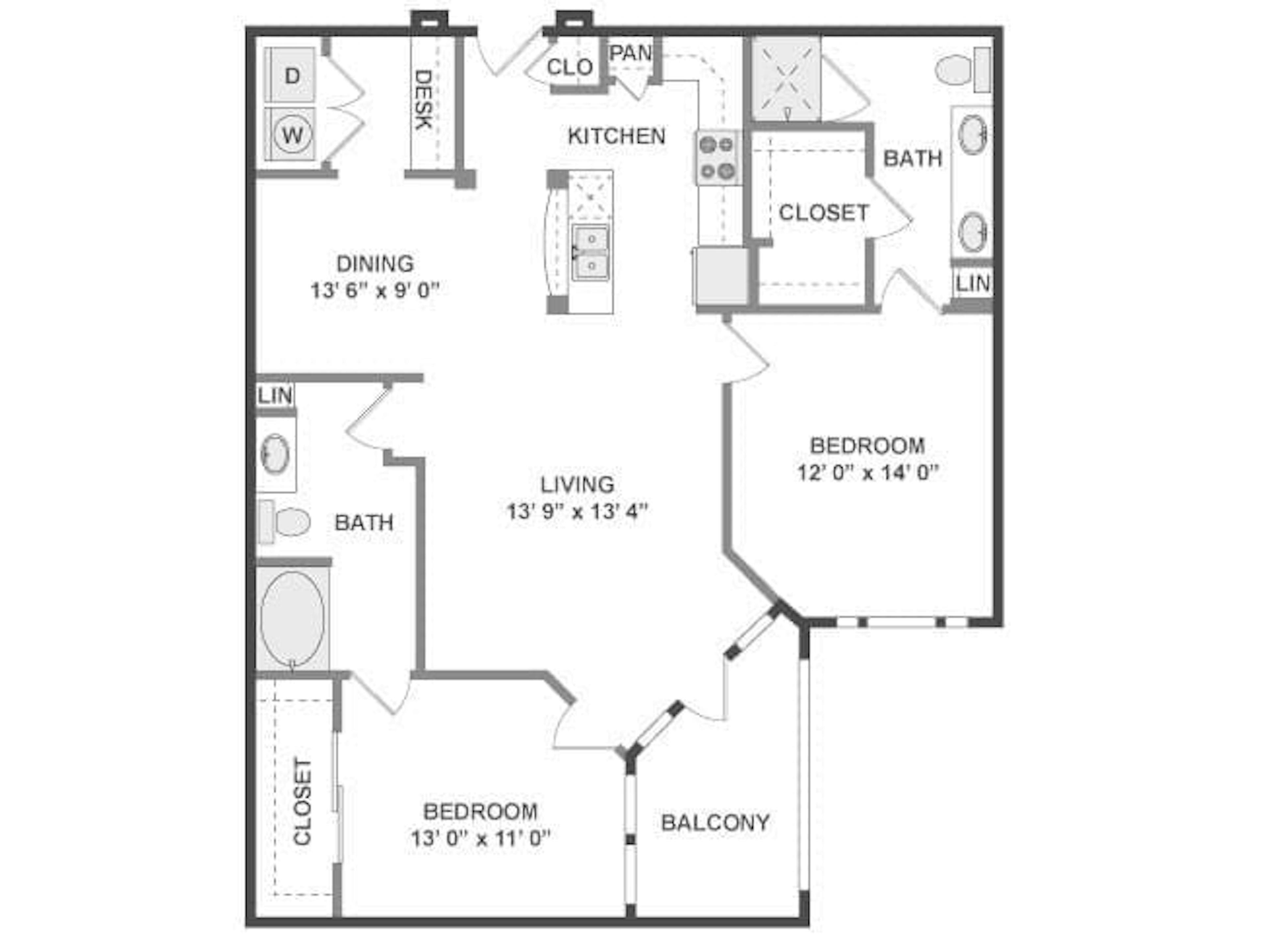 C6 floor plan, 2 Bedroom, 2 Bathroom at AMLI Eastside apartments
