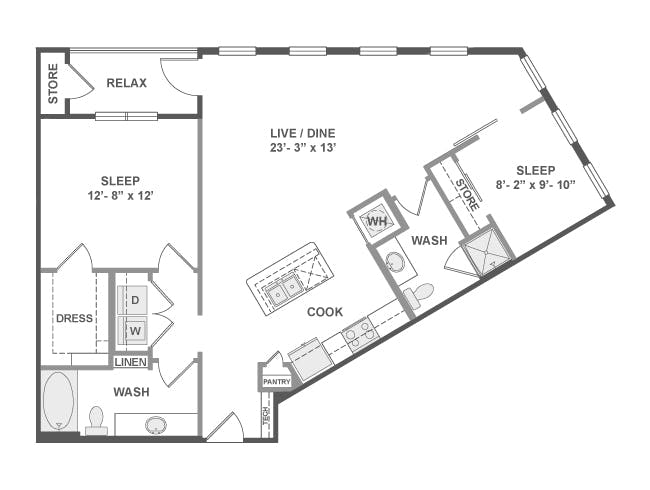 C4Z floor plan, 2 Bedroom, 2 Bathroom at AMLI on Aldrich apartments
