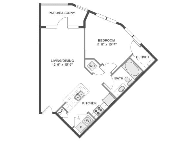 A300 floor plan, 1 Bedroom, 1 Bathroom at AMLI at the Ballpark apartments