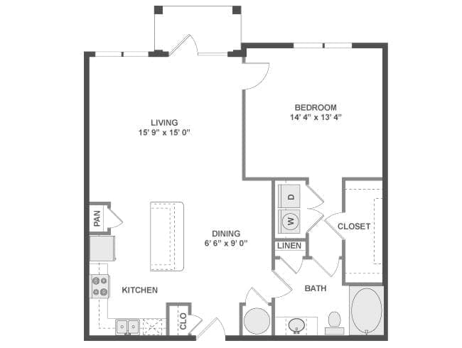 A500 floor plan, 1 Bedroom, 1 Bathroom at AMLI North Point apartments