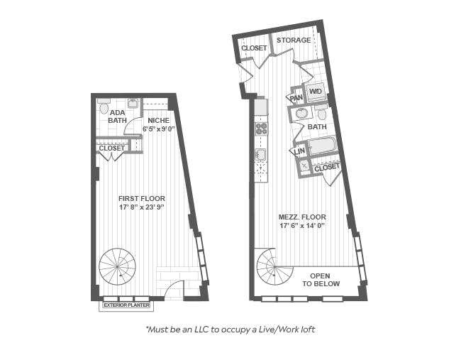 L800 floor plan, 1 Bedroom, 1 Bathroom, Live/Work at AMLI Evanston apartments