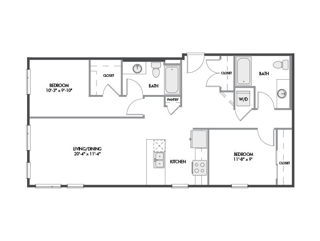 C4b floor plan, 2 Bedroom, 2 Bathroom at AMLI Spring District apartments