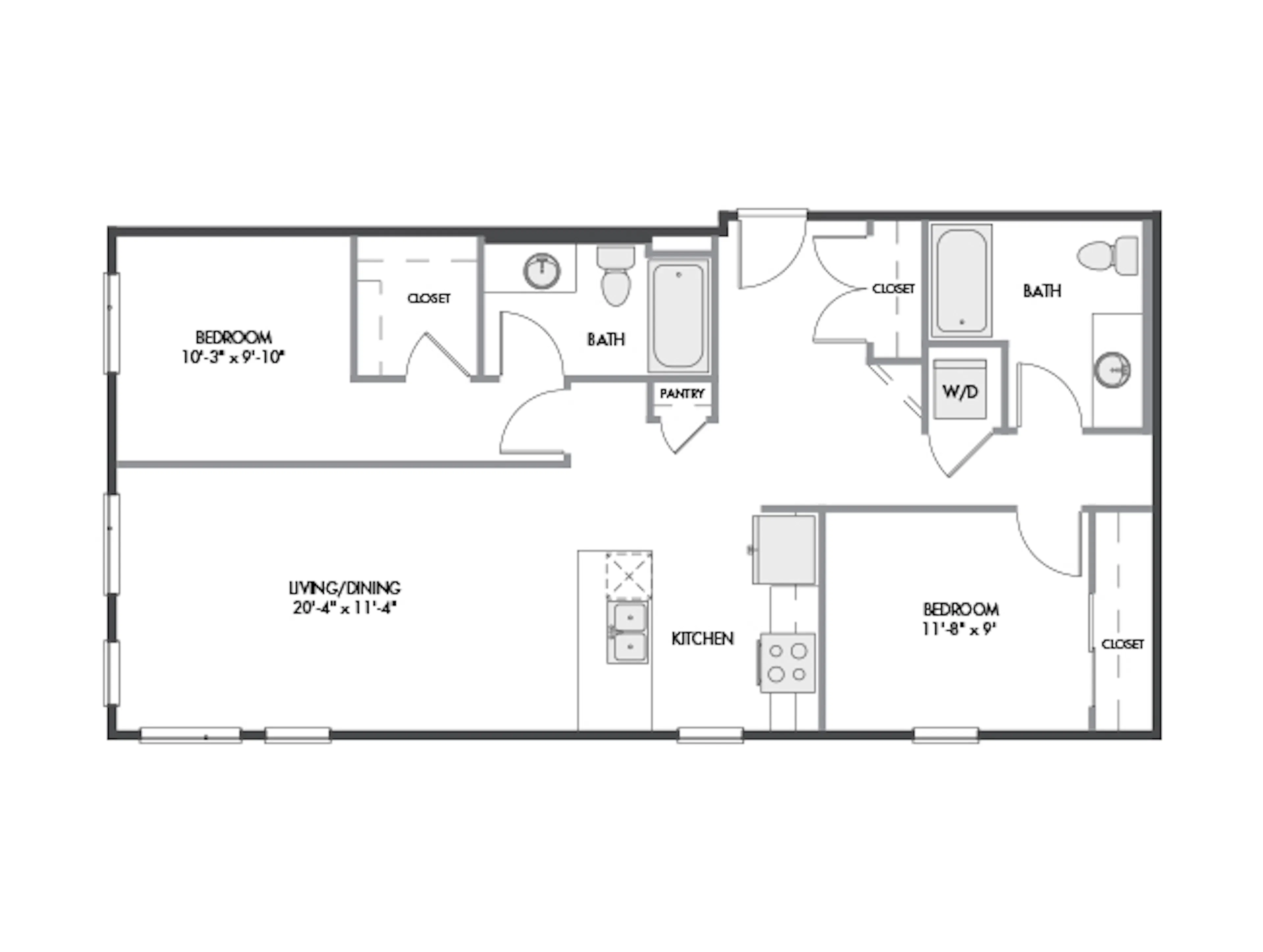 C4b floor plan, 2 Bedroom, 2 Bathroom at AMLI Spring District apartments